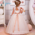 Sequined Beading Sashes Bow A-Line Little Girls Vestidos de dama de honra